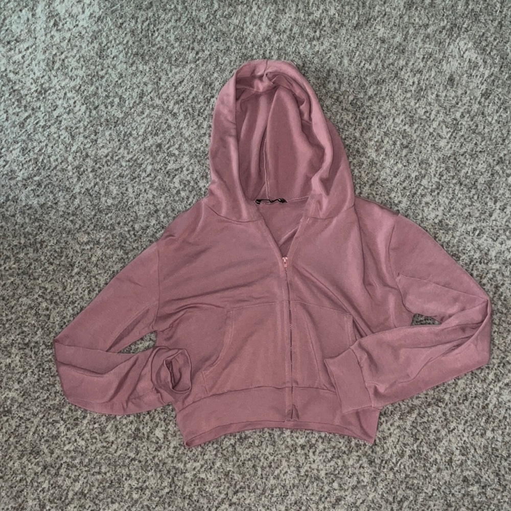 Cropped pink zip up